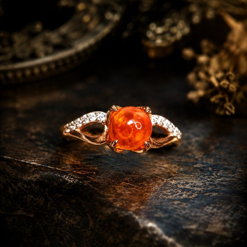 14K Gold Mexican Fire Opal Ring
