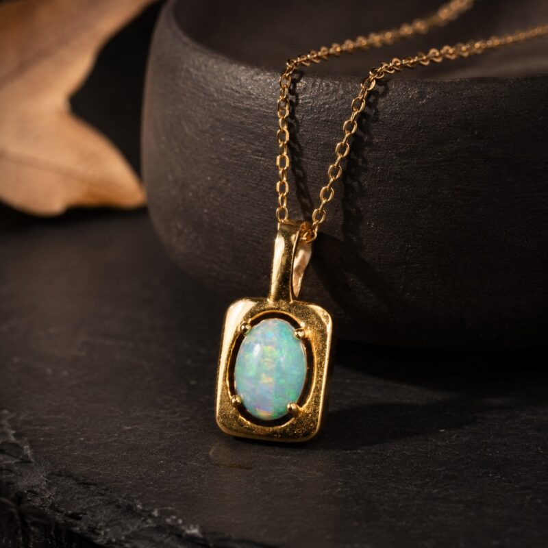 Sterling Silver Australian Crystal Opal Pendant