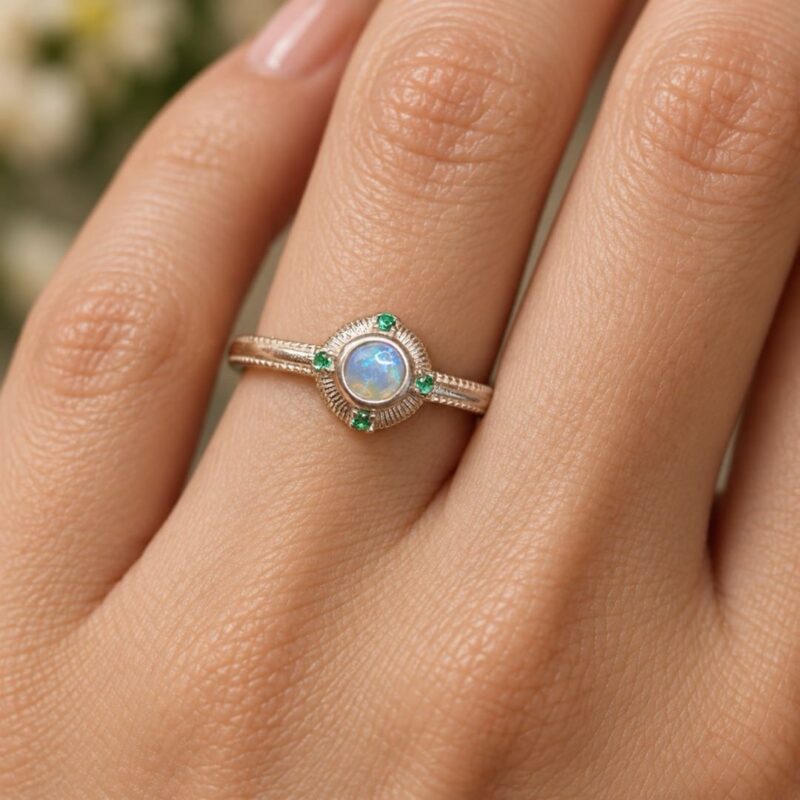 Sterling Silver Crystal Opal Ring