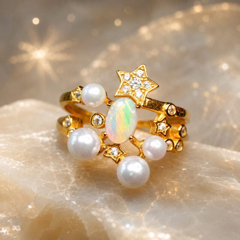 Sterling Silver Australian Crystal Opal Ring