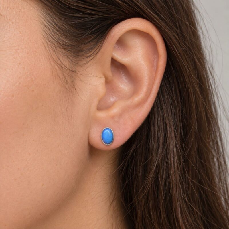 Sterling Silver Crystal Opal Stud Earrings