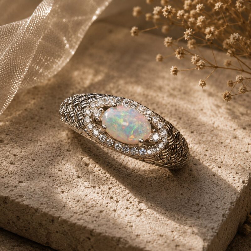 Sterling Silver Australian Crystal Opal Ring