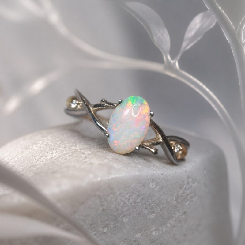 Sterling Silver Australian Crystal Opal Ring