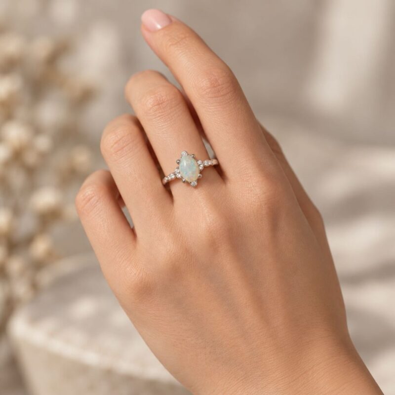 Sterling Silver Australian Crystal Opal Ring