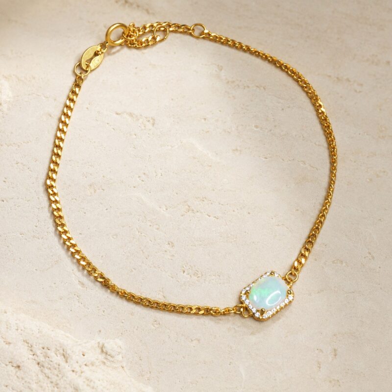 Sterling Silver Australian Crystal Opal Bracelet