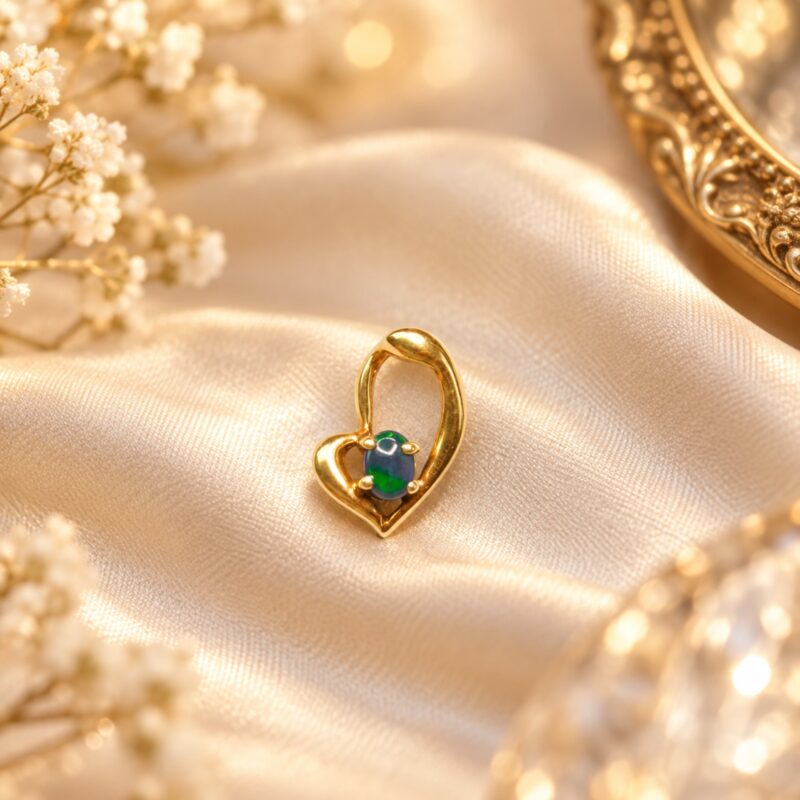18K Gold Black Opal Pendant