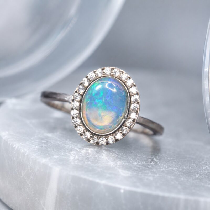Sterling Silver Australian Crystal Opal Ring