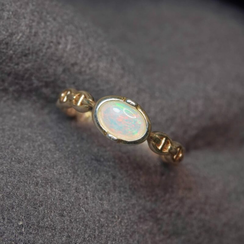 Oxidized Sterling Silver Australian Crystal Opal Ring