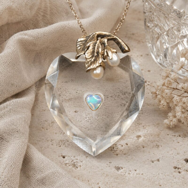 Pre-Owned IEI Oxidized Sterling Silver Australian Crystal Opal Pendant