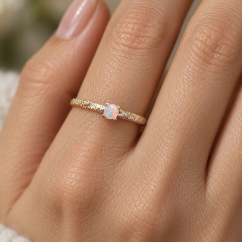 Sterling Silver Crystal Opal Ring