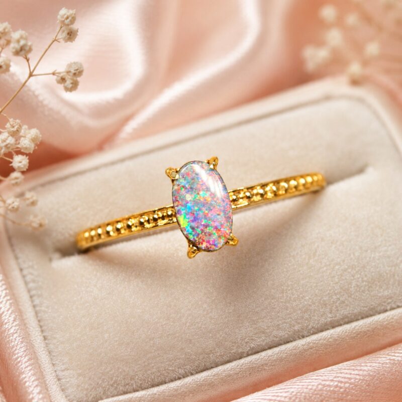 18K Gold Australian Boulder Opal Ring