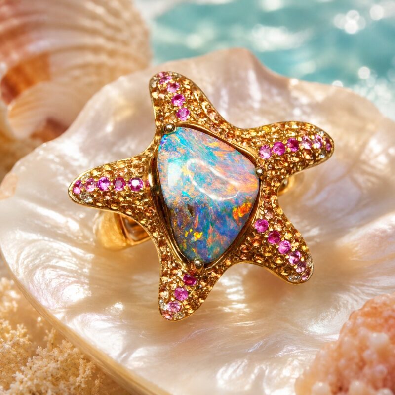 Australian Boulder Opal Ring and Pendant in a Substantial 18K Gold Setting