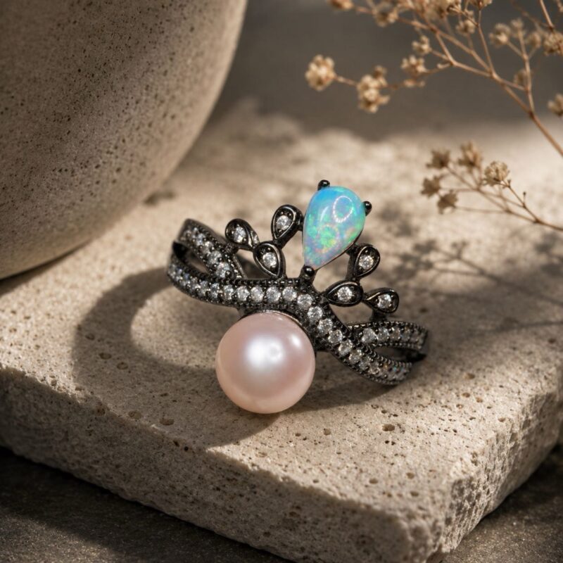 Sterling Silver Australian Crystal Opal Ring