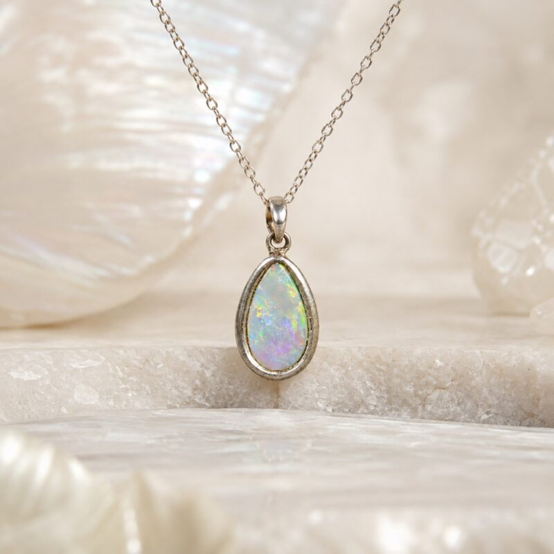 Sterling Silver Australian Black Crystal Opal Pendant