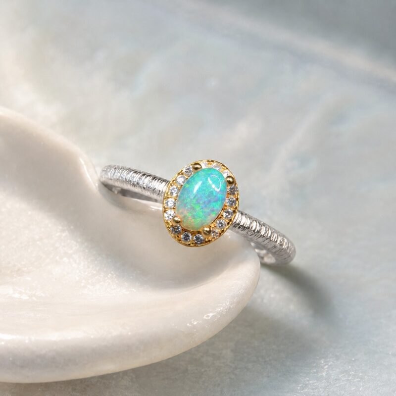 Sterling Silver Australian Crystal Opal Ring