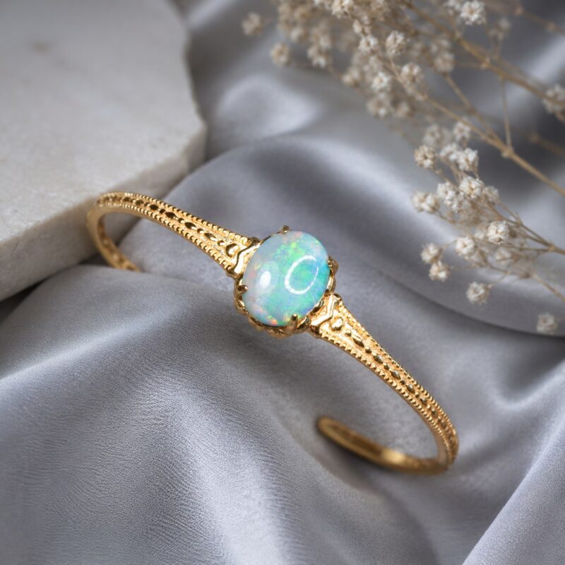 Sterling Silver Australian Crystal Opal Bangle