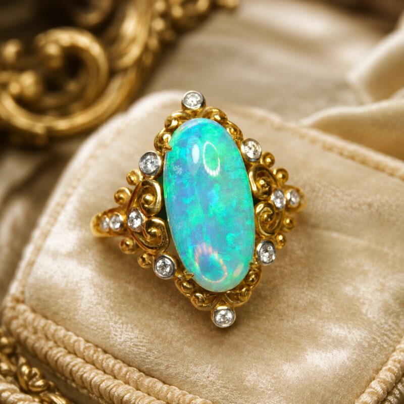 18K Gold Australian Crystal Opal Ring
