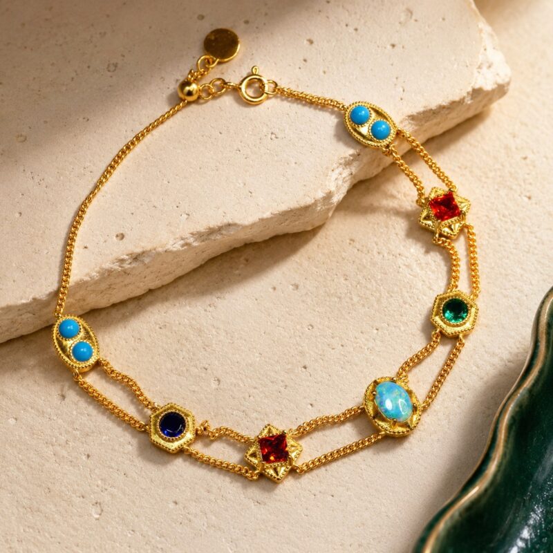 Sterling Silver Australian Crystal Opal Bracelet