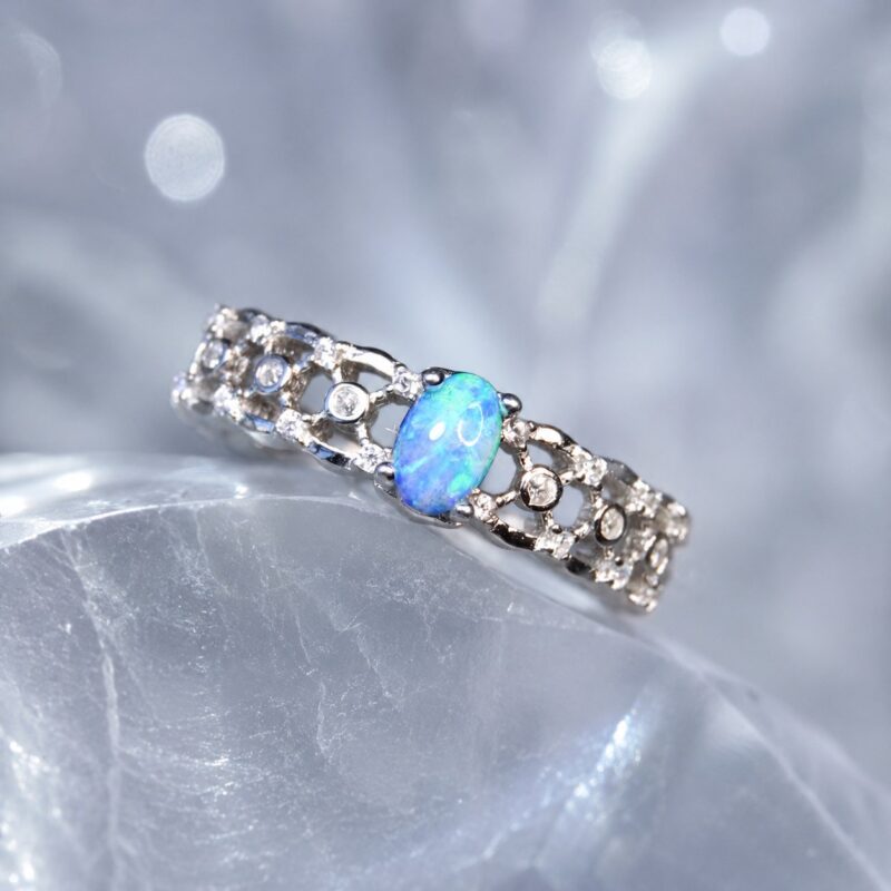 Sterling Silver Australian Crystal Opal Ring