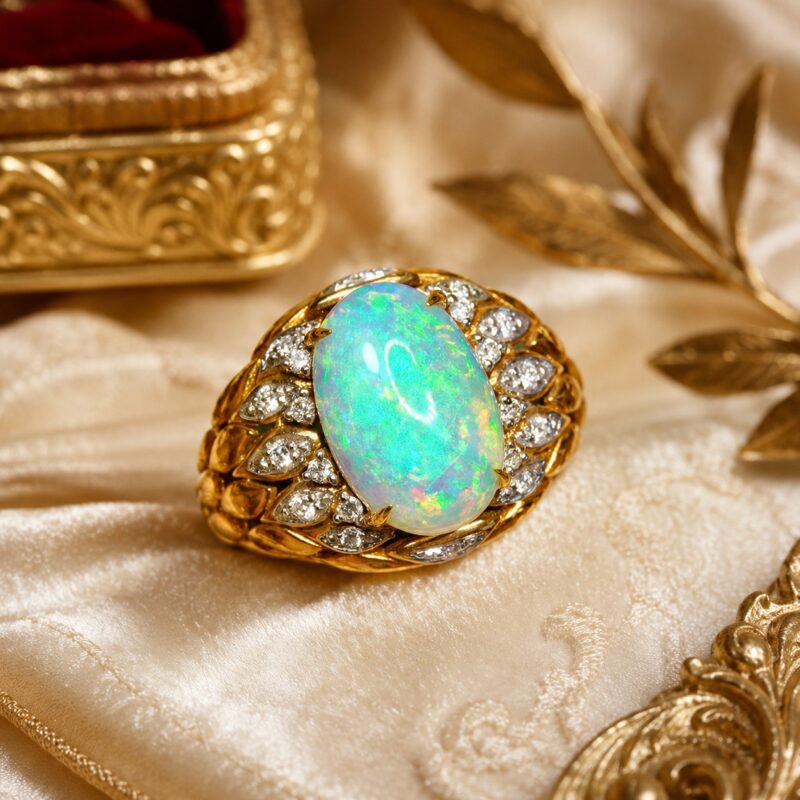 18K Gold Australian Crystal Opal Ring