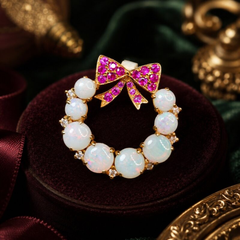 "Mistletoe" 18K Gold Australian Crystal Opal Pendant