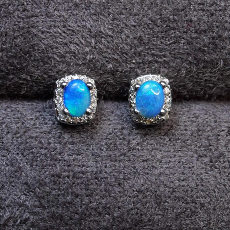 Sterling Silver Australian Crystal Opal Stud Earrings