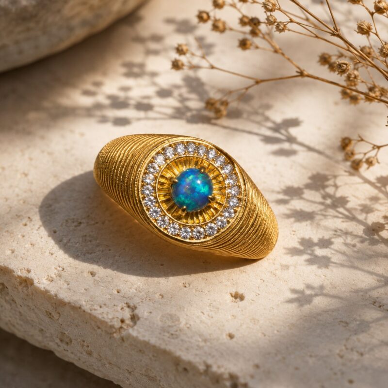 Sterling Silver Australian Crystal Opal Ring