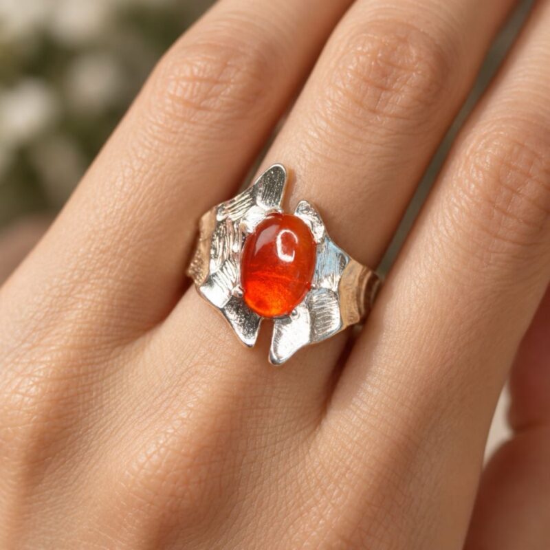 Sterling Silver Fire Opal Ring