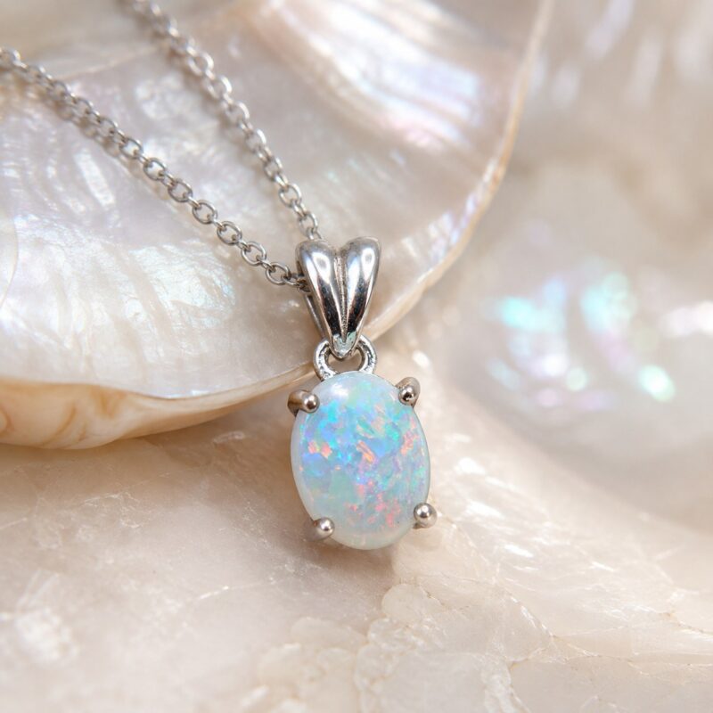 Sterling Silver Australian Crystal Opal Pendant
