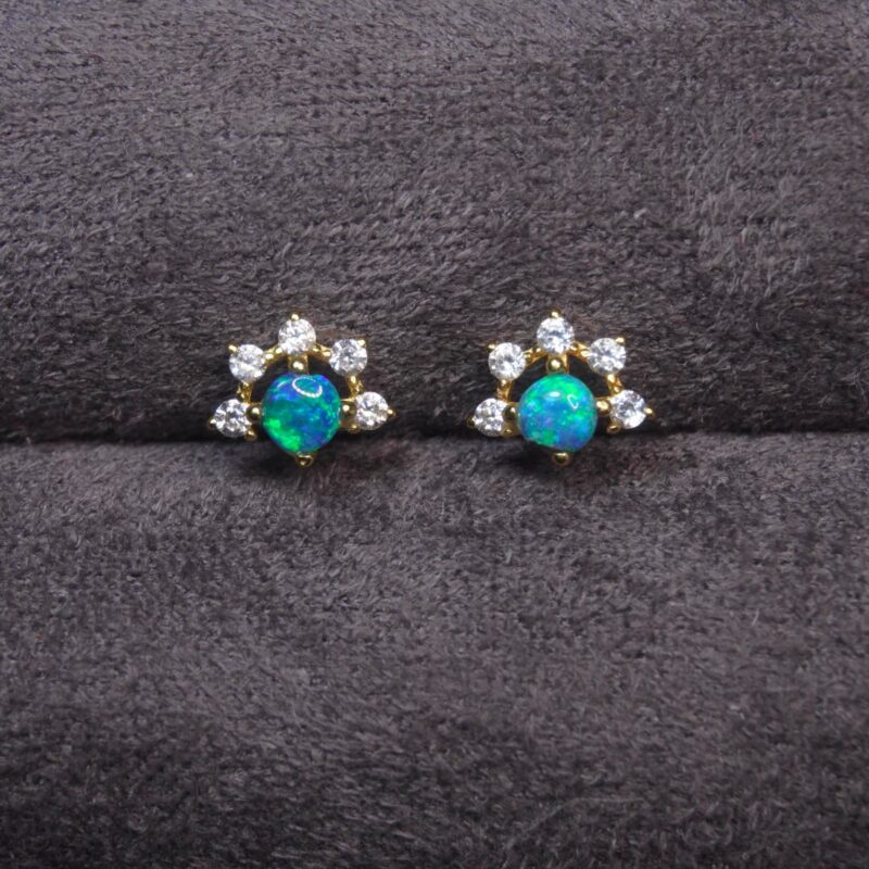 Sterling Silver Australian Crystal Opal Stud Earrings