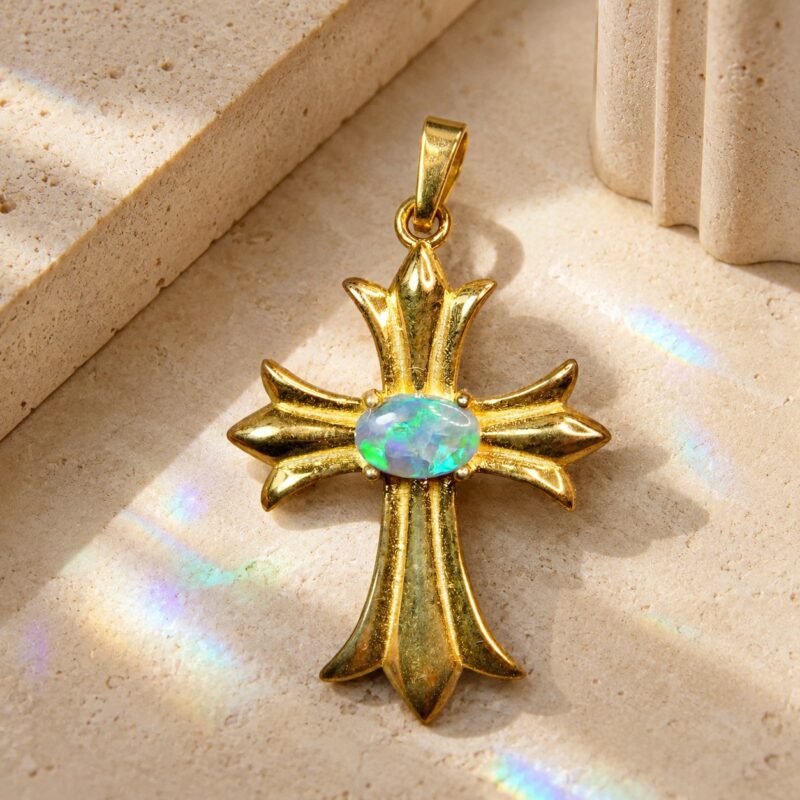 Sterling Silver Australian Crystal Opal Pendant