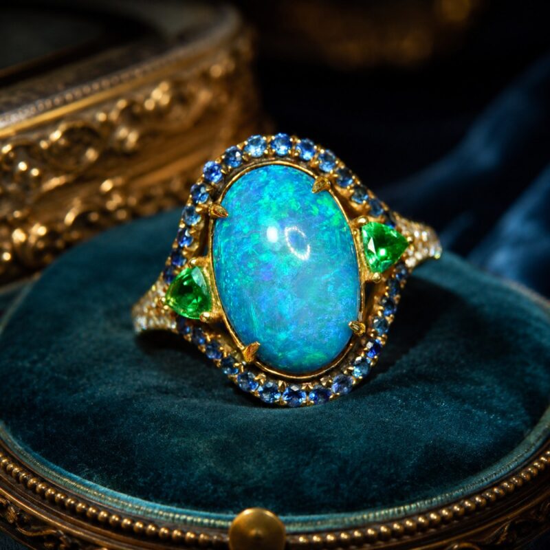 "Evil Eye" 18K Gold Australian Crystal Opal Ring