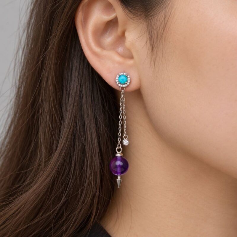 Sterling Silver Crystal Opal Stud Earrings