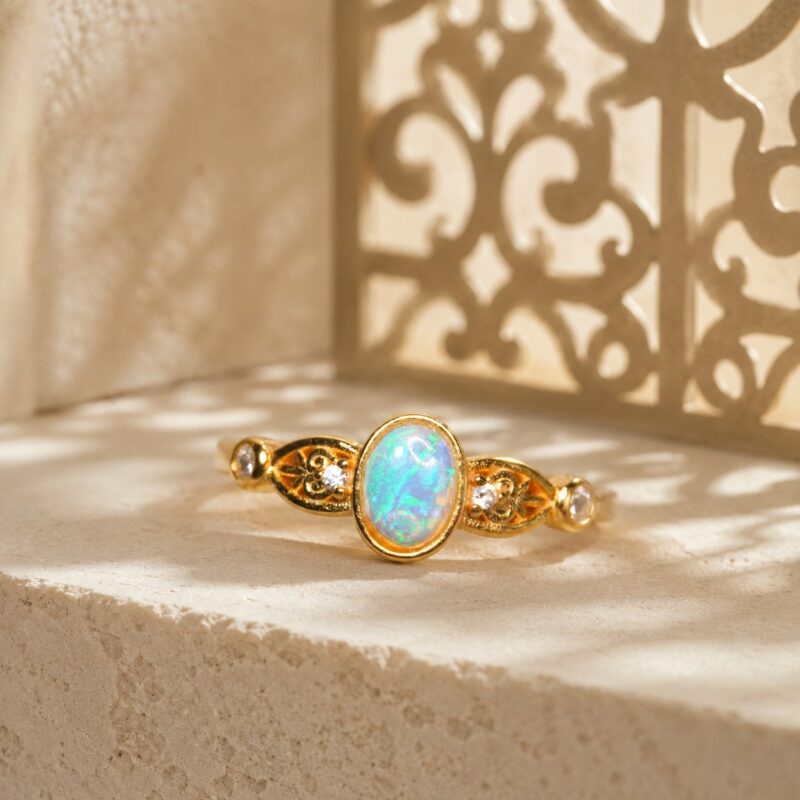 Sterling Silver Australian Crystal Opal Ring