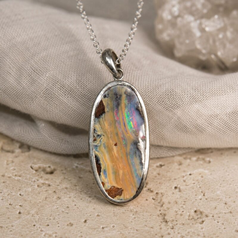 Sterling Silver Australian Boulder Opal Pendant