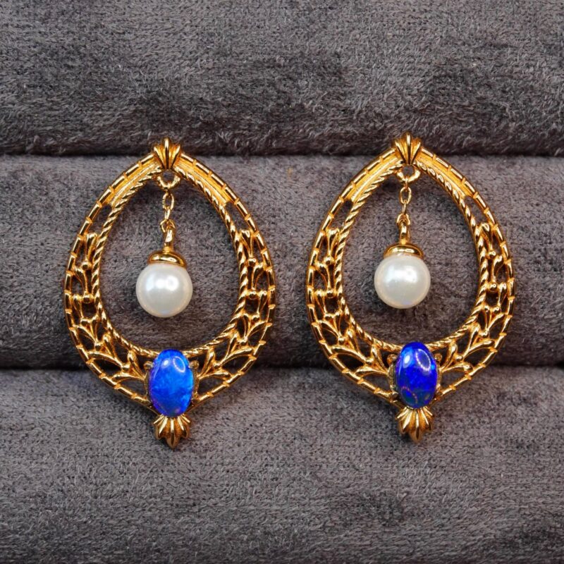 Oxidized Sterling Silver Australian Crystal Opal Stud Earrings