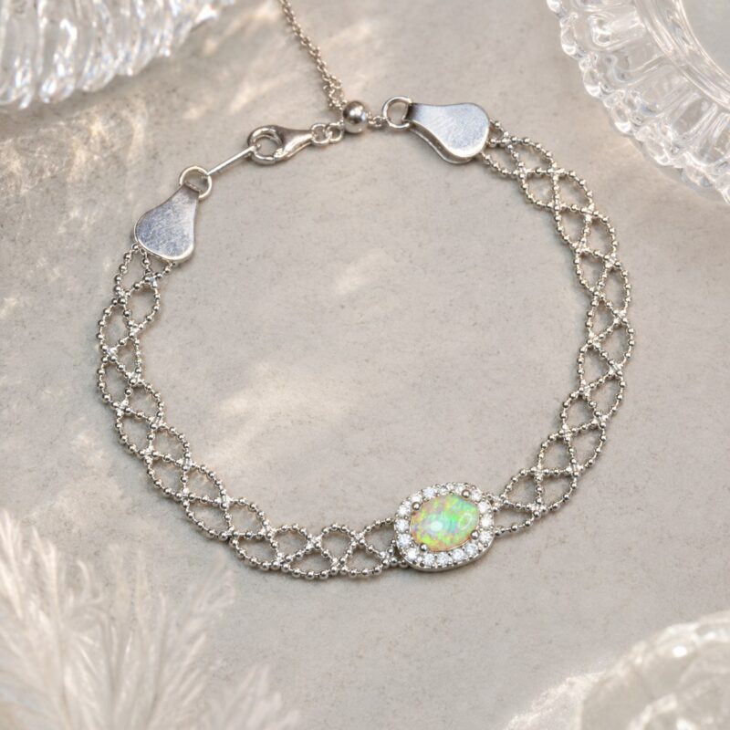 Sterling Silver Australian Crystal Opal Bracelet