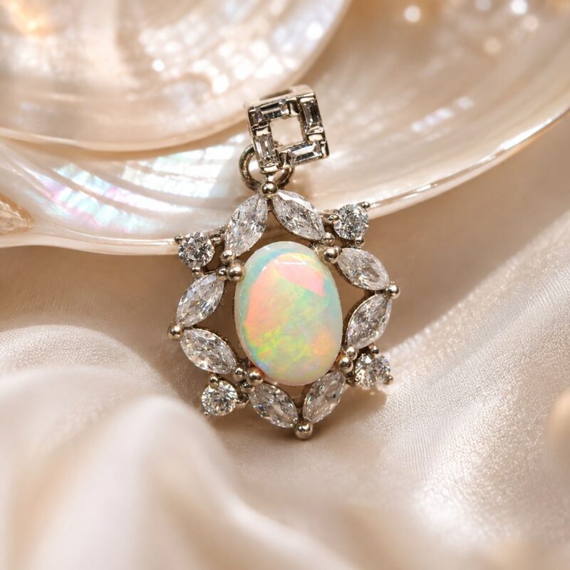 Sterling Silver Australian Crystal Opal Pendant