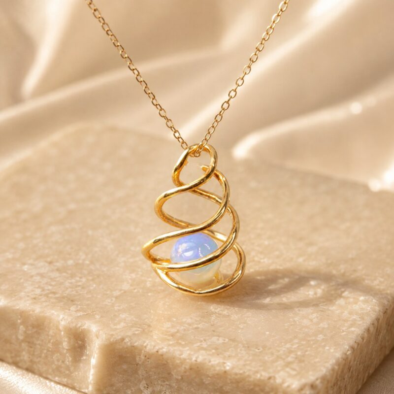 18K Gold Australian Crystal Opal Pendant