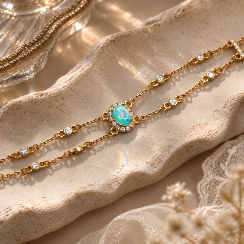 Sterling Silver Australian Crystal Opal Bracelet