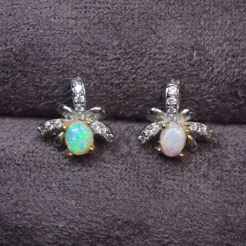 Sterling Silver Australian Crystal Opal Stud Earrings