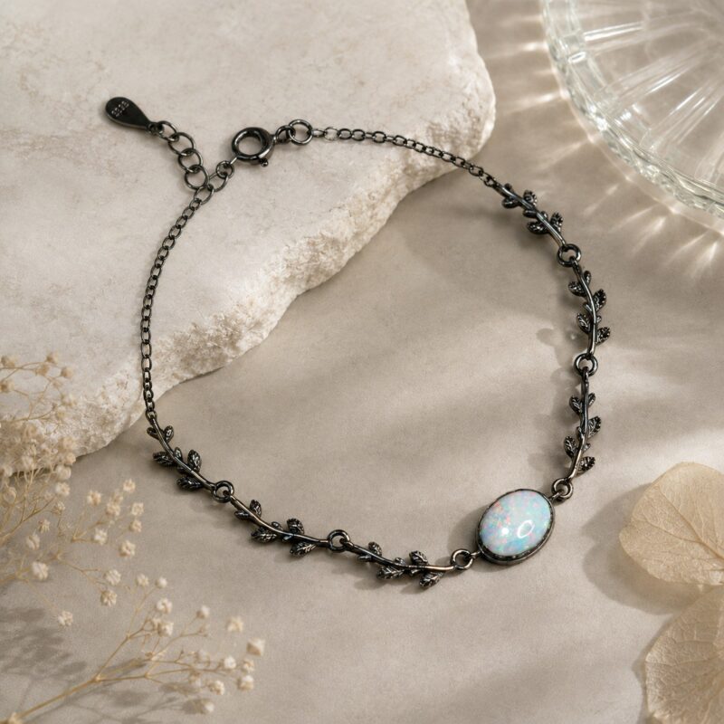 Sterling Silver Australian White Opal Bracelet