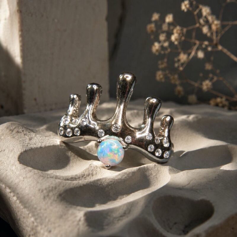 Sterling Silver Australian Crystal Opal Ring