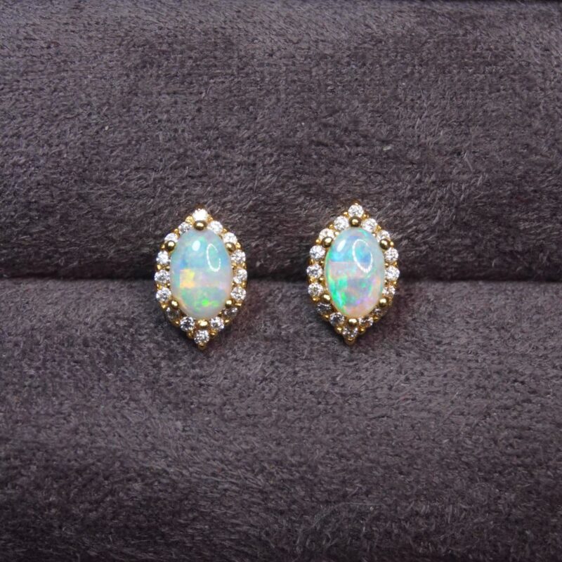 Sterling Silver Australian Crystal Opal Stud Earrings