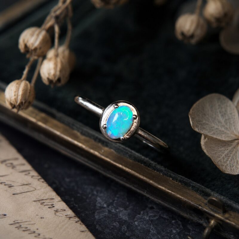 Sterling Silver Australian Crystal Opal Ring