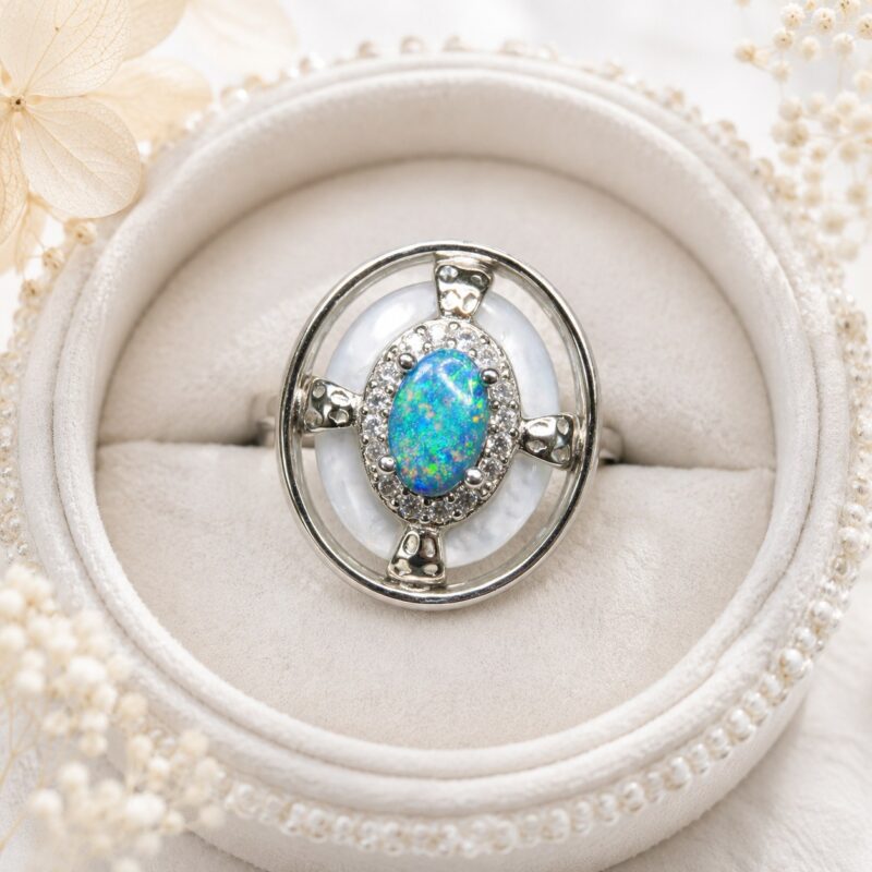 Sterling Silver Australian Crystal Opal Ring