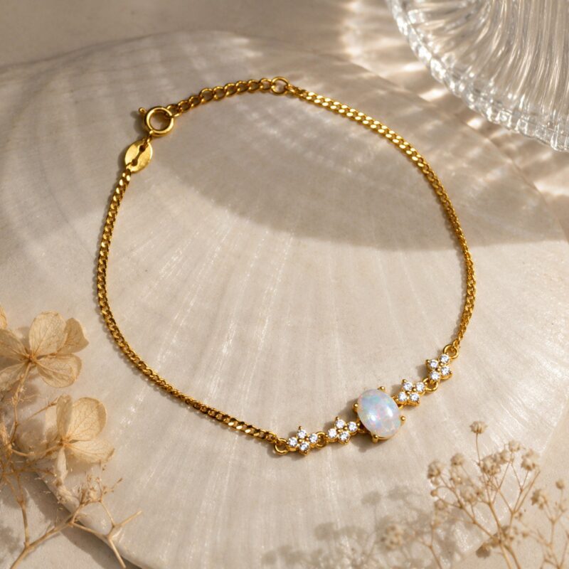 Sterling Silver Australian Crystal Opal Bracelet