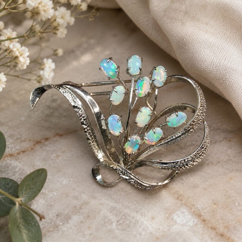 Sterling Silver Australian Crystal Opal Brooch
