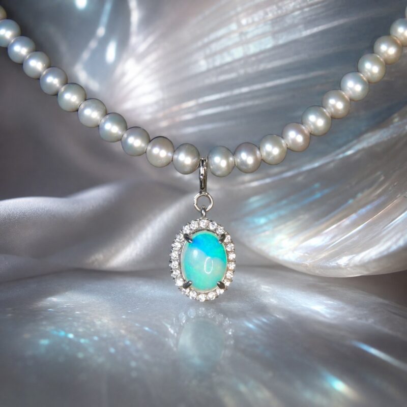 Sterling Silver Australian Crystal Opal Pendant