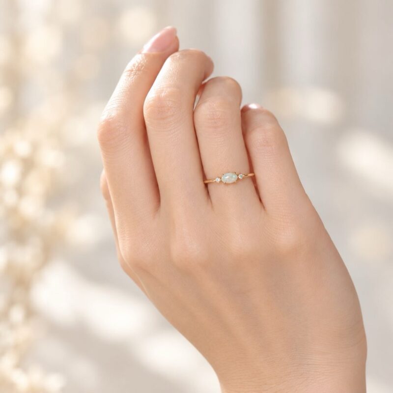 "Morning Dewdrop" Sterling Silver Australian Crystal Opal Ring